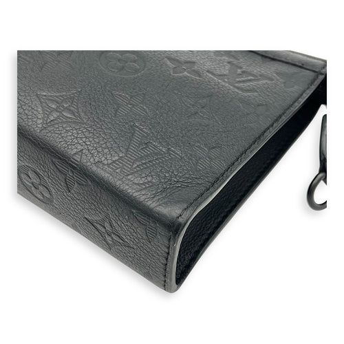 Gaston Wearable Wallet Shoulder Bag Black in Calfskin, Black hardware