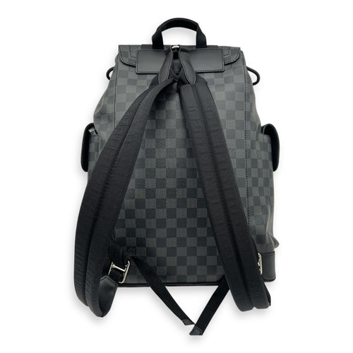 Christopher Backpack Black in Coated Canvas, Silver hardware