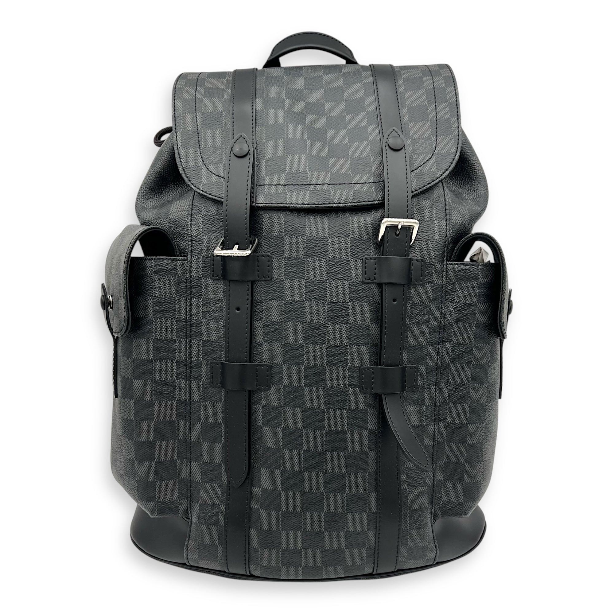 Christopher Backpack Black in Coated Canvas, Silver hardware