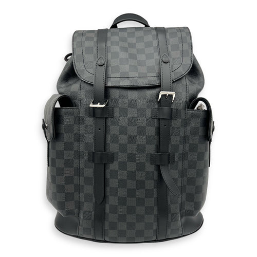 Christopher Backpack Black in Coated Canvas, Silver hardware