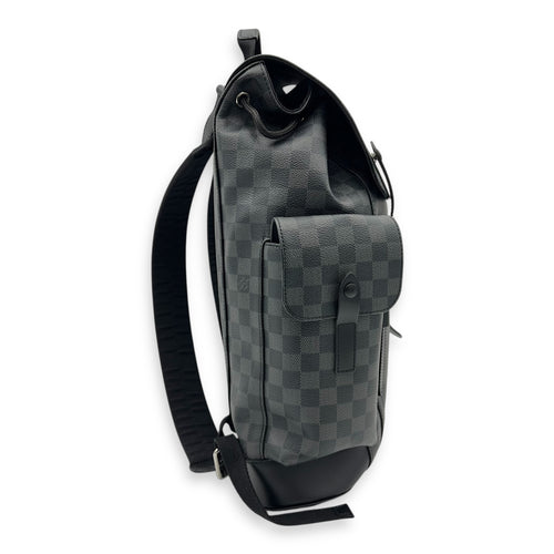 Christopher Backpack Black in Coated Canvas, Silver hardware