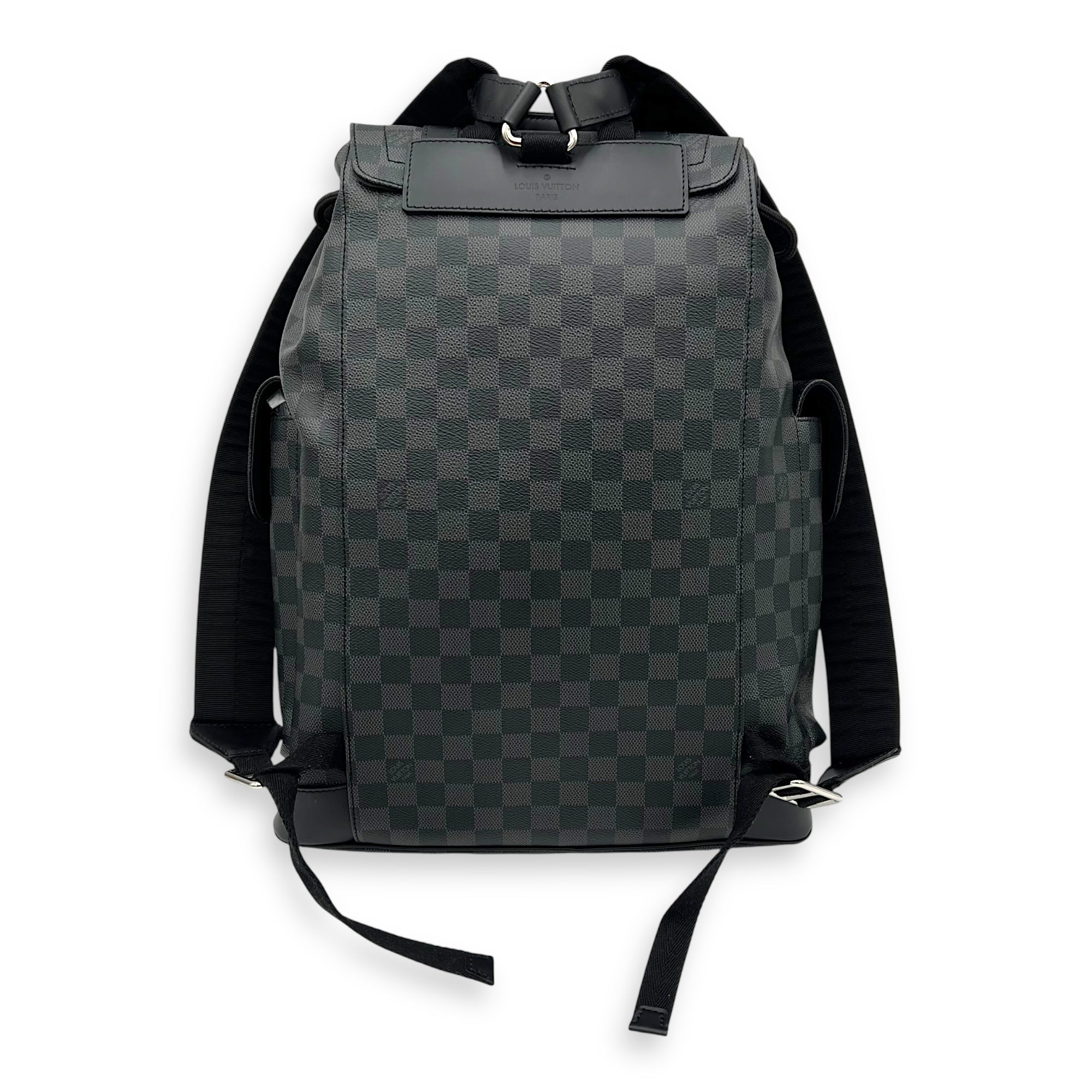 Christopher Backpack Black in Coated Canvas, Silver hardware