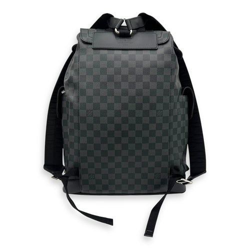 Christopher Backpack Black in Coated Canvas, Silver hardware