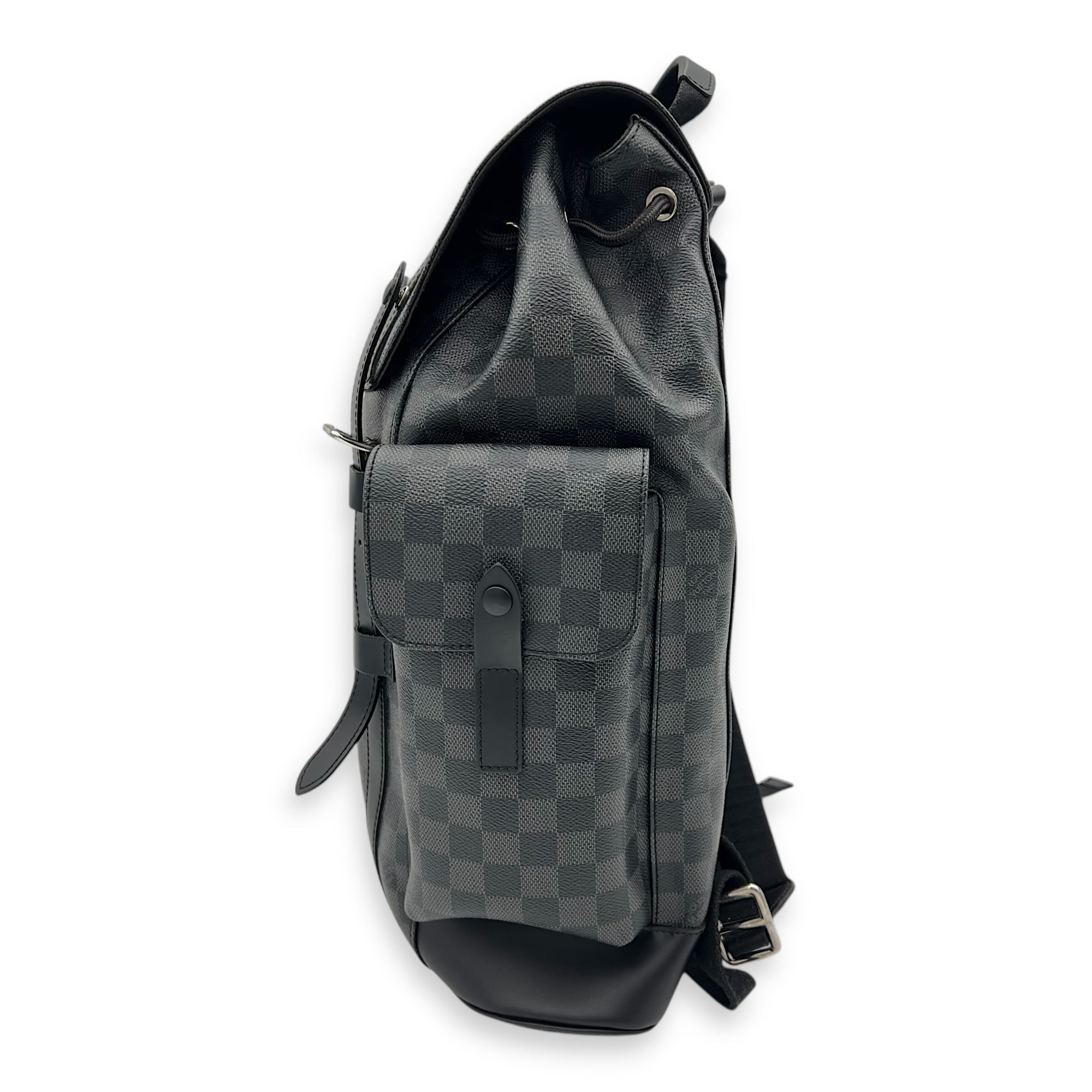 Christopher Backpack Black in Coated Canvas, Silver hardware