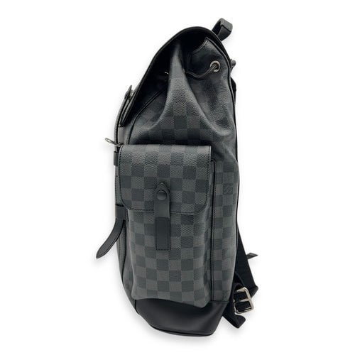 Christopher Backpack Black in Coated Canvas, Silver hardware