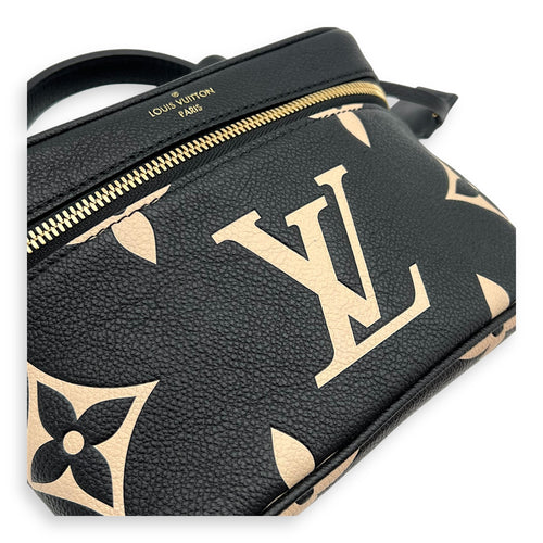 Vanity Top Handle Bag Black in Empreinte Leather, Guilloche hardware