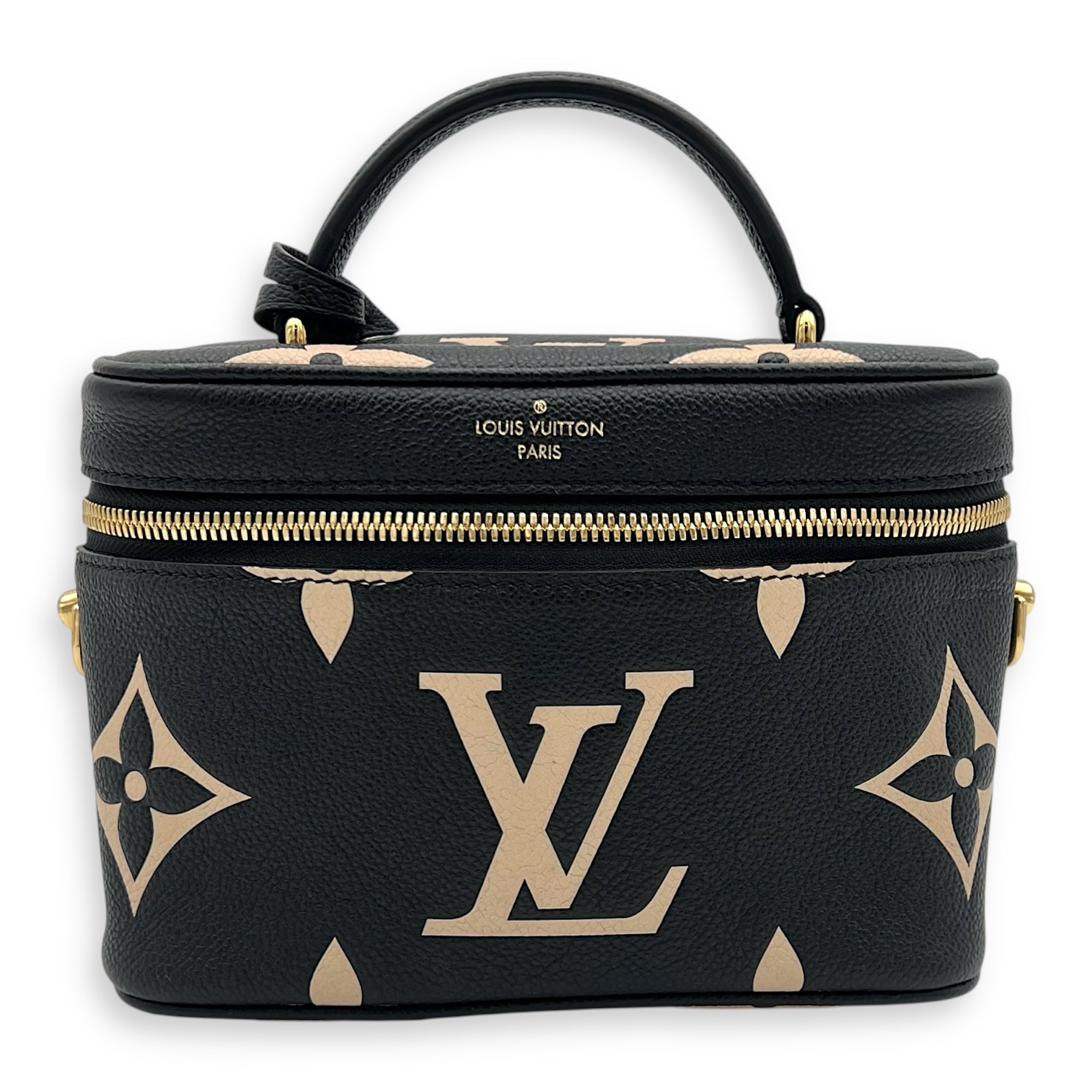 Vanity Top Handle Bag Black in Empreinte Leather, Guilloche hardware