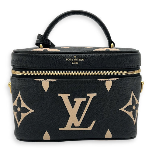 Vanity Top Handle Bag Black in Empreinte Leather, Guilloche hardware