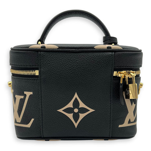 Vanity Top Handle Bag Black in Empreinte Leather, Guilloche hardware