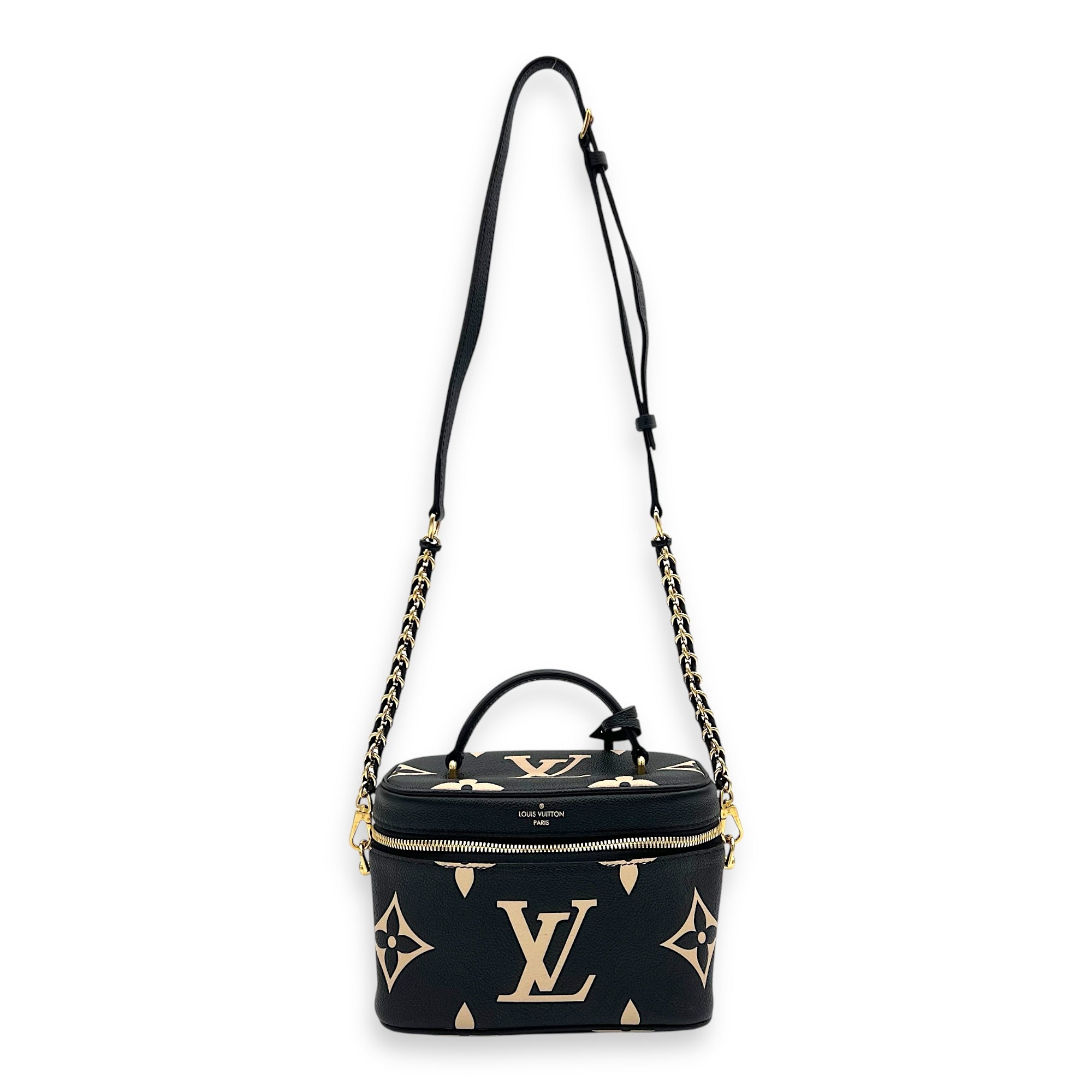 Vanity Top Handle Bag Black in Empreinte Leather, Guilloche hardware