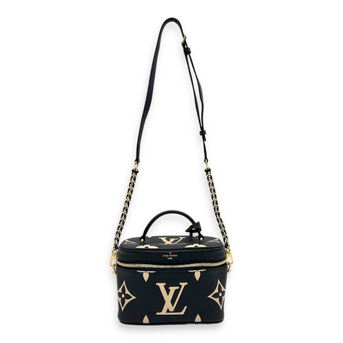 Vanity Top Handle Bag Black in Empreinte Leather, Guilloche hardware