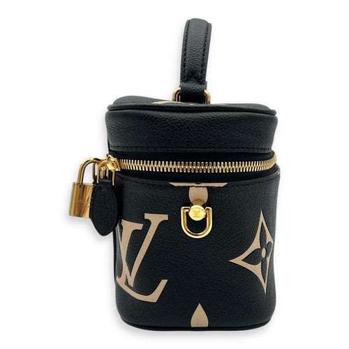 Vanity Top Handle Bag Black in Empreinte Leather, Guilloche hardware