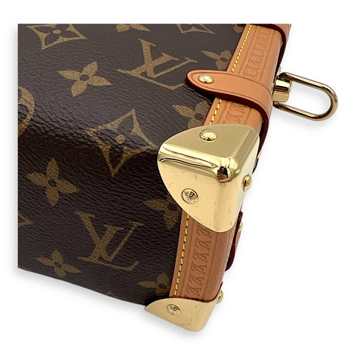 Side Trunk Shoulder Bag Brown in Monogram Coated Canvas, Gold hardware