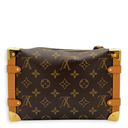 Side Trunk Shoulder Bag Brown in Monogram Coated Canvas, Gold hardware
