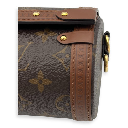 Papillon Trunk Shoulder Bag Brown in Monogram Coated Canvas, Gold hardware