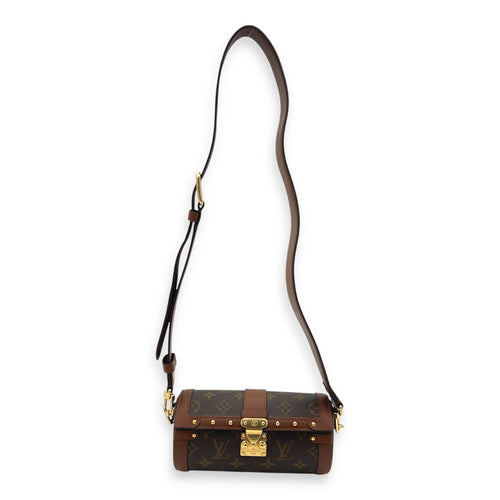 Papillon Trunk Shoulder Bag Brown in Monogram Coated Canvas, Gold hardware