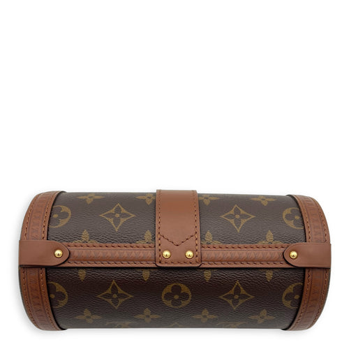 Papillon Trunk Shoulder Bag Brown in Monogram Coated Canvas, Gold hardware