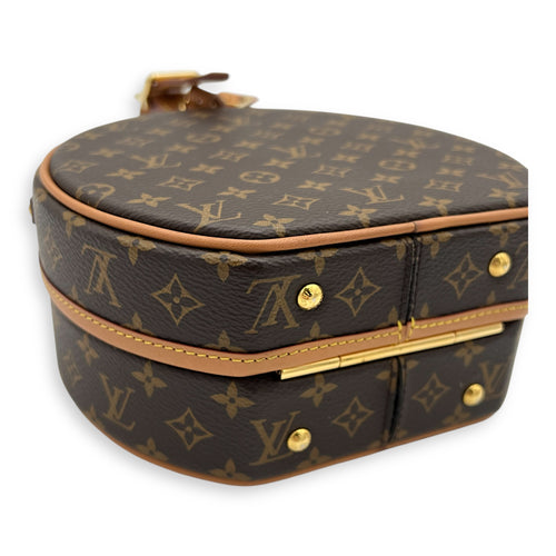 Petite Boite Chapeau Shoulder Bag Brown in Monogram Coated Canvas, Gold hardware