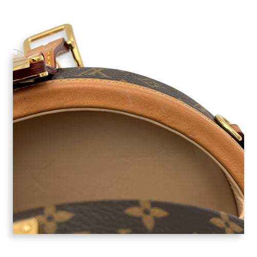 Petite Boite Chapeau Shoulder Bag Brown in Monogram Coated Canvas, Gold hardware