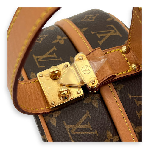 Petite Boite Chapeau Shoulder Bag Brown in Monogram Coated Canvas, Gold hardware