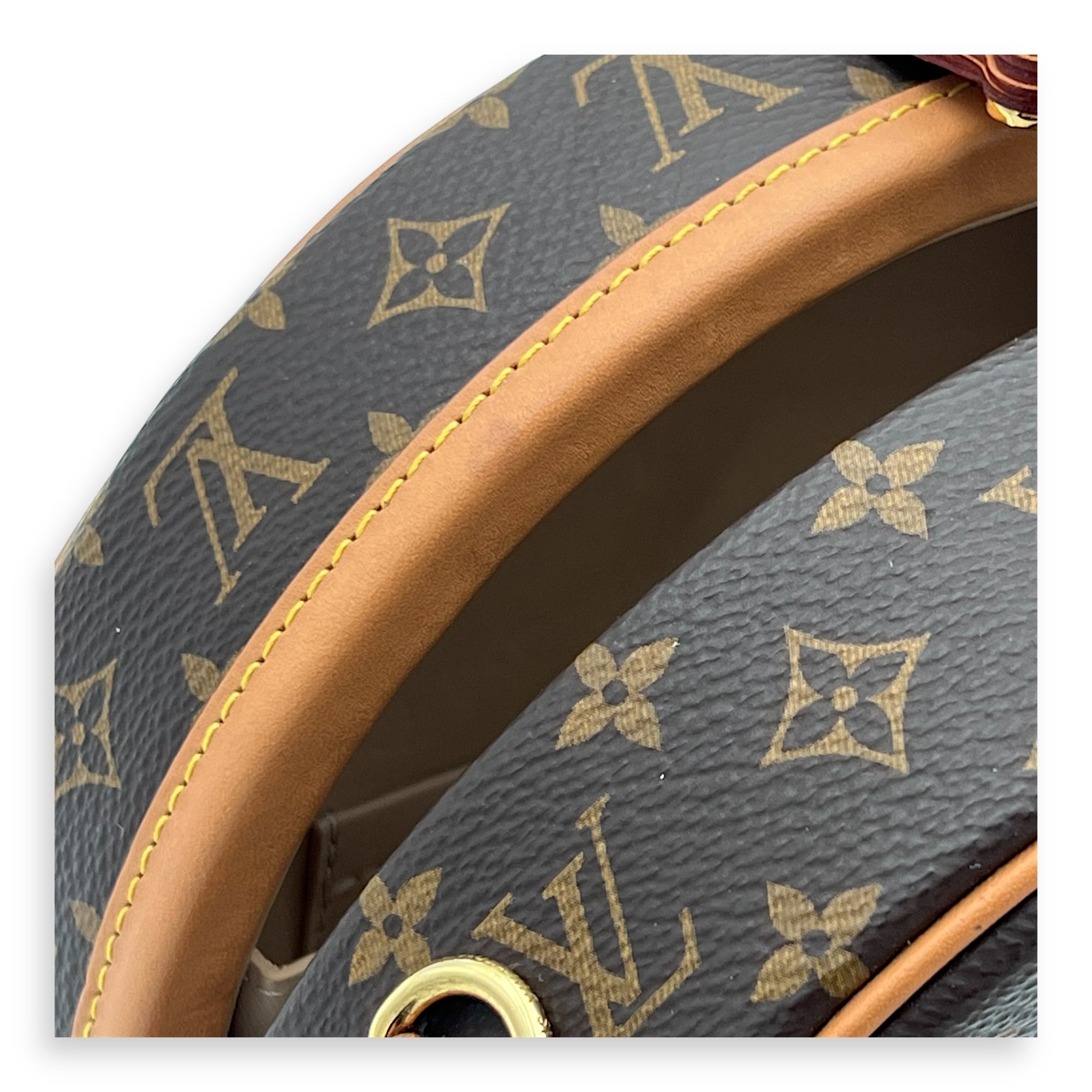 Petite Boite Chapeau Shoulder Bag Brown in Monogram Coated Canvas, Gold hardware
