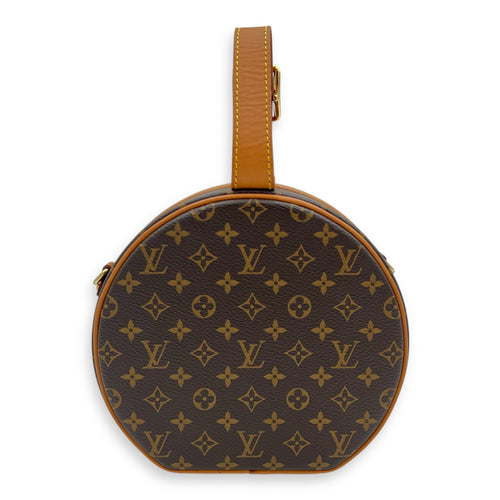 Petite Boite Chapeau Shoulder Bag Brown in Monogram Coated Canvas, Gold hardware