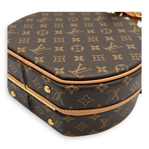 Petite Boite Chapeau Shoulder Bag Brown in Monogram Coated Canvas, Gold hardware