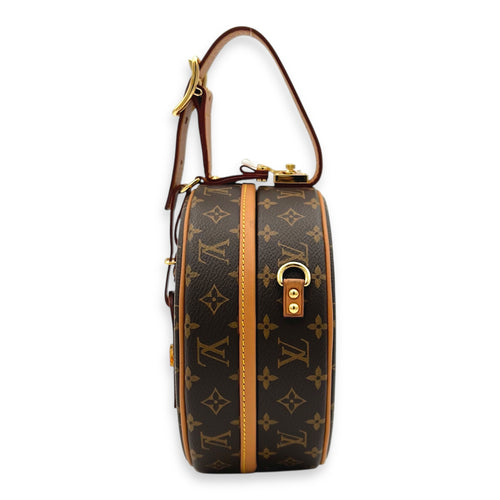 Petite Boite Chapeau Shoulder Bag Brown in Monogram Coated Canvas, Gold hardware