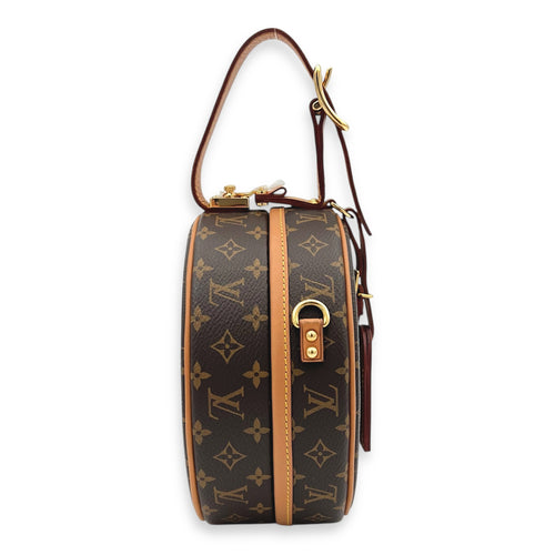 Petite Boite Chapeau Shoulder Bag Brown in Monogram Coated Canvas, Gold hardware