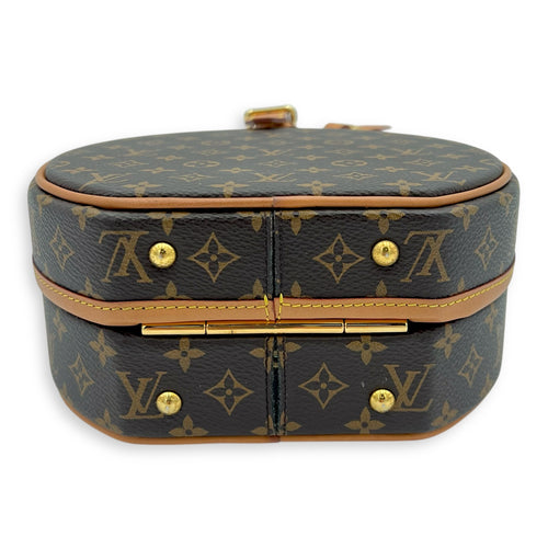 Petite Boite Chapeau Shoulder Bag Brown in Monogram Coated Canvas, Gold hardware