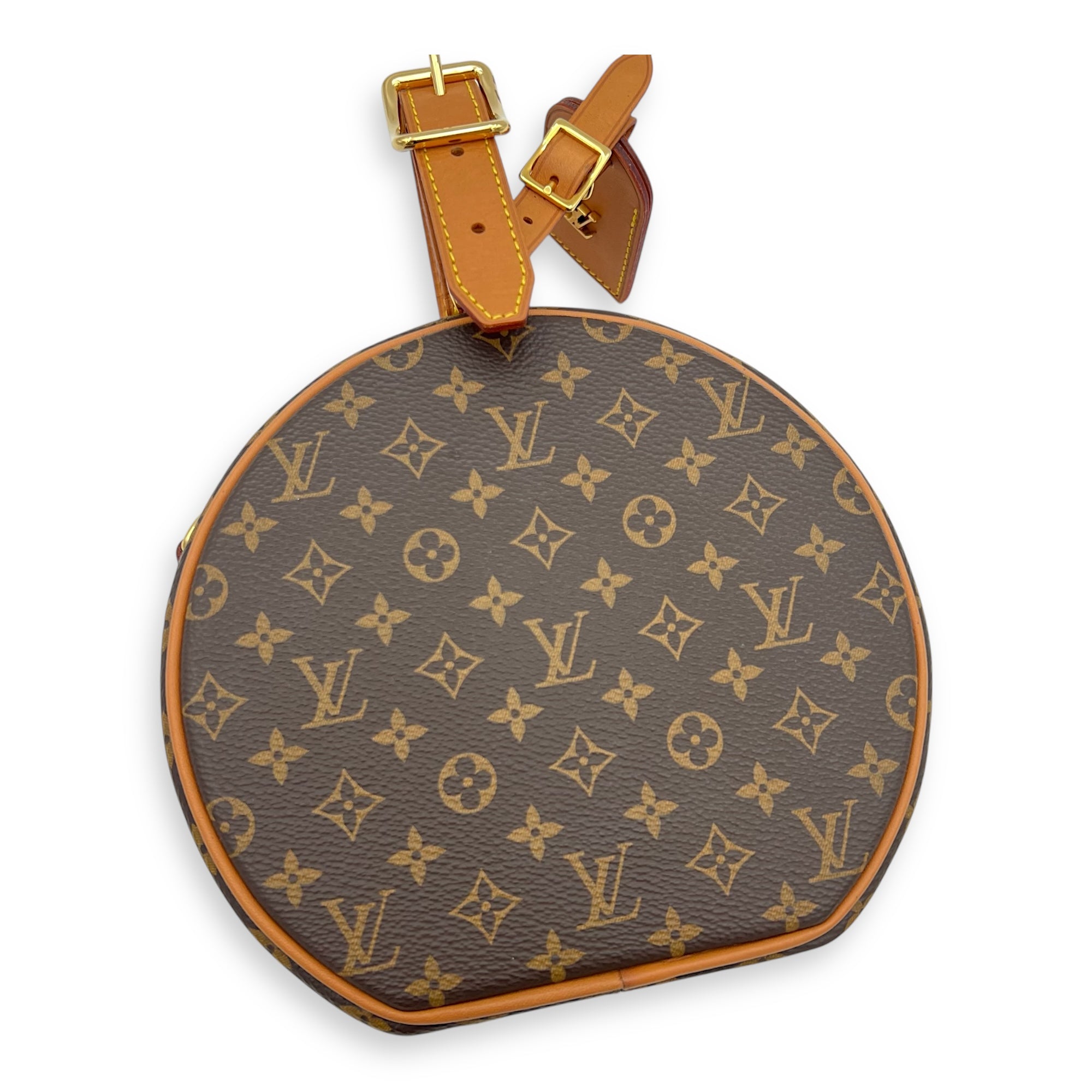 Petite Boite Chapeau Shoulder Bag Brown in Monogram Coated Canvas, Gold hardware