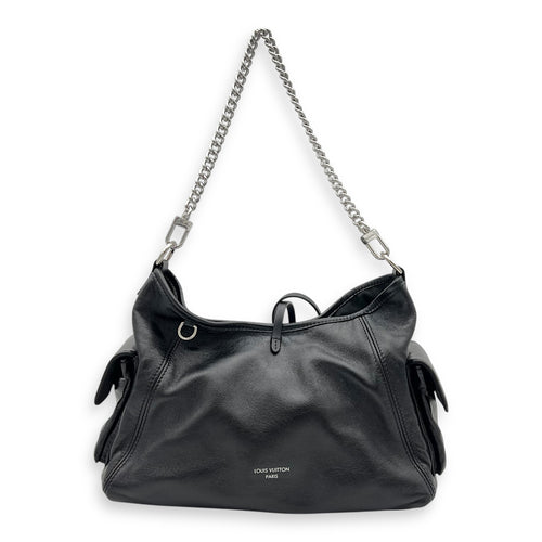 Carryall Cargo Vibe Shoulder Bag Black in Calfskin, Silver hardware