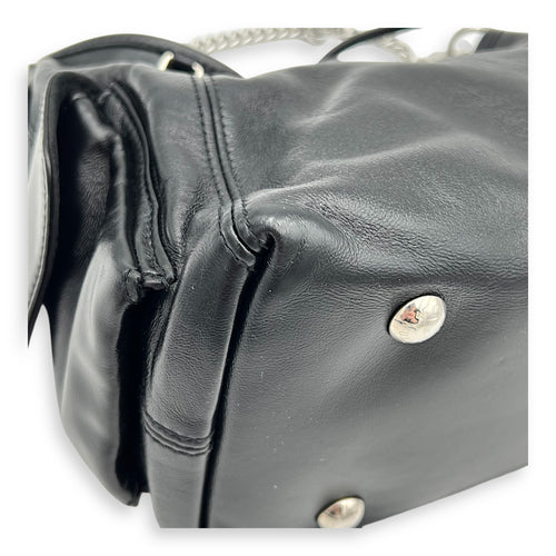 Carryall Cargo Vibe Shoulder Bag Black in Calfskin, Silver hardware