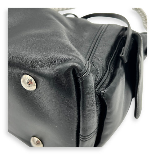 Carryall Cargo Vibe Shoulder Bag Black in Calfskin, Silver hardware