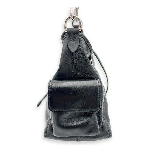 Carryall Cargo Vibe Shoulder Bag Black in Calfskin, Silver hardware