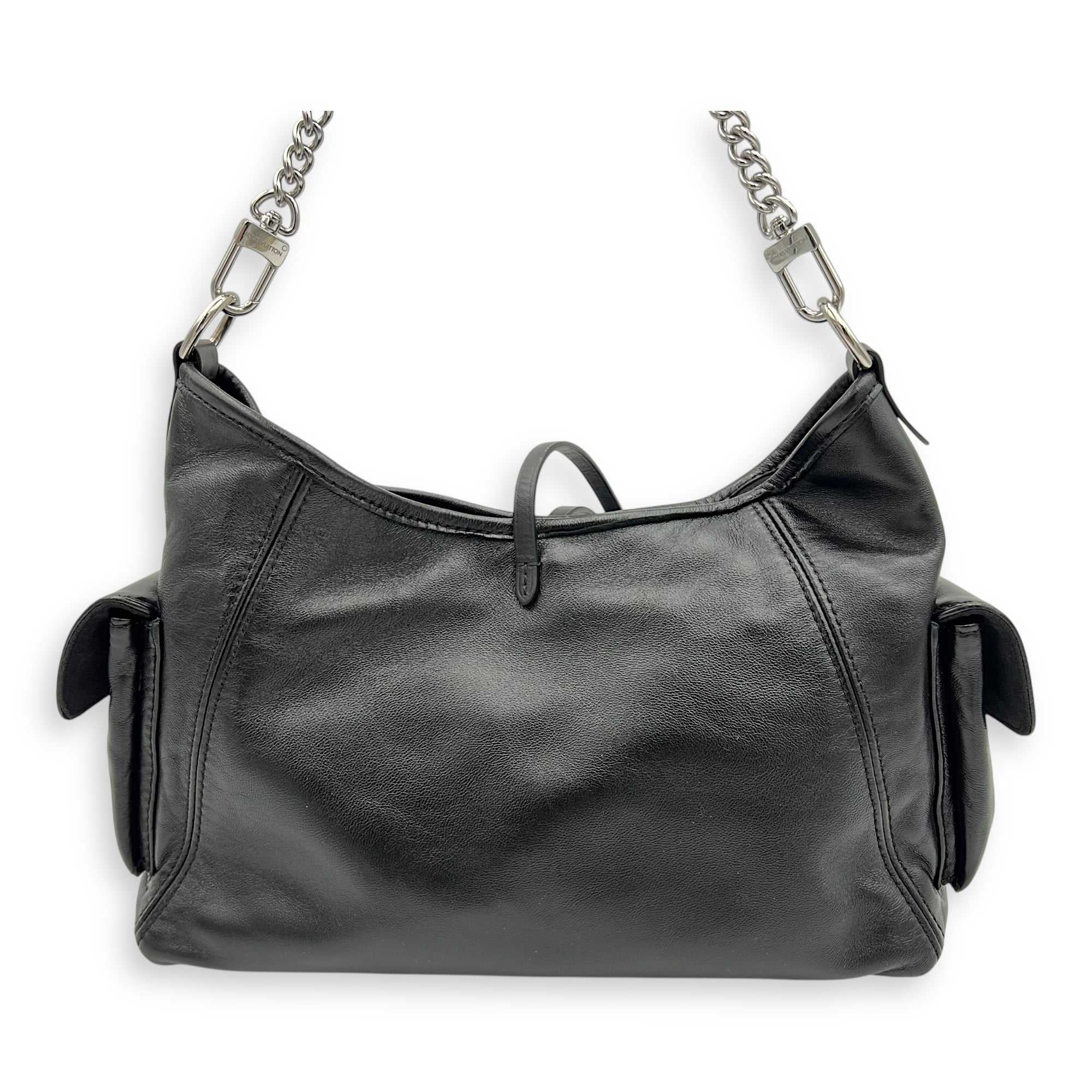Carryall Cargo Vibe Shoulder Bag Black in Calfskin, Silver hardware