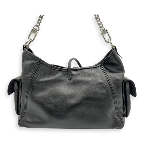 Carryall Cargo Vibe Shoulder Bag Black in Calfskin, Silver hardware