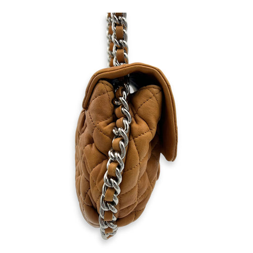 Chain Around Shoulder Bag Brown in Calfskin, Silver hardware