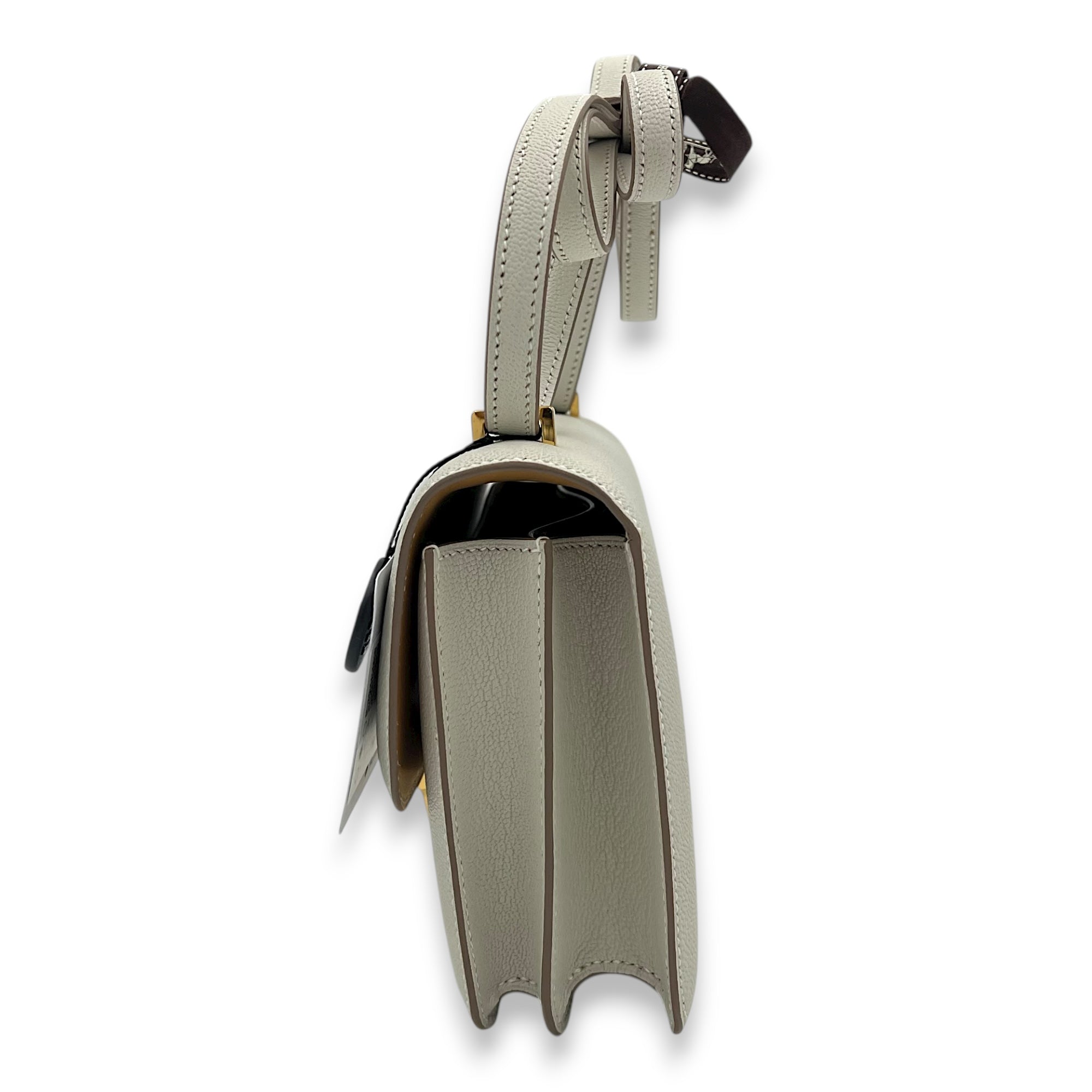 Constance 18 Verso with Mirror Mushroom/Biscuit in Chevre Mysore, Gold hardware