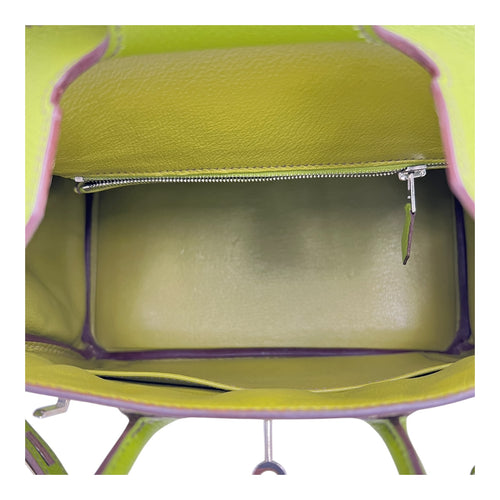 Birkin 25 Vert Anis in Togo, Palladium hardware