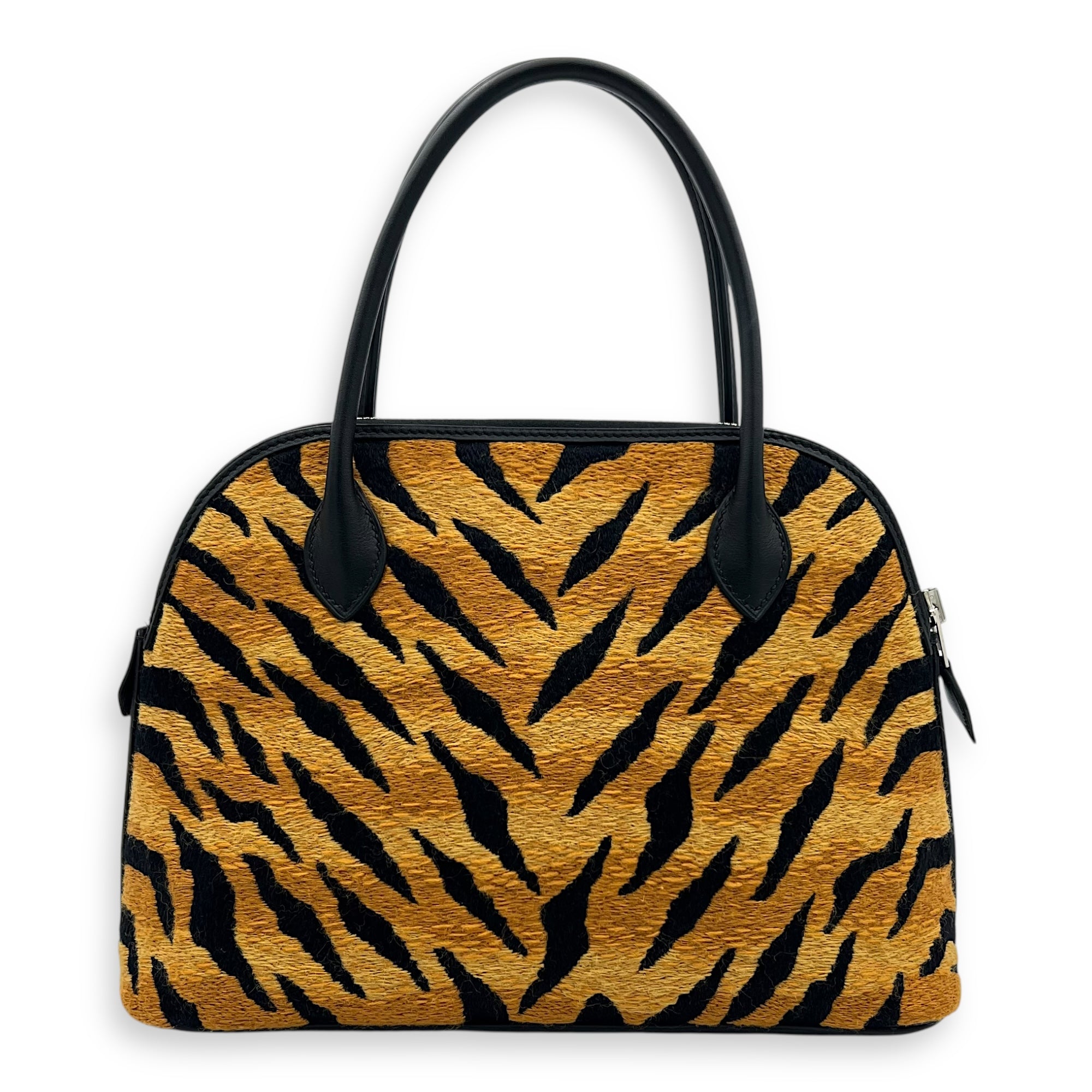 Tiger Bolide 27 Brown Top Handle Bag in Embroidered/Swift, Palladium hardware