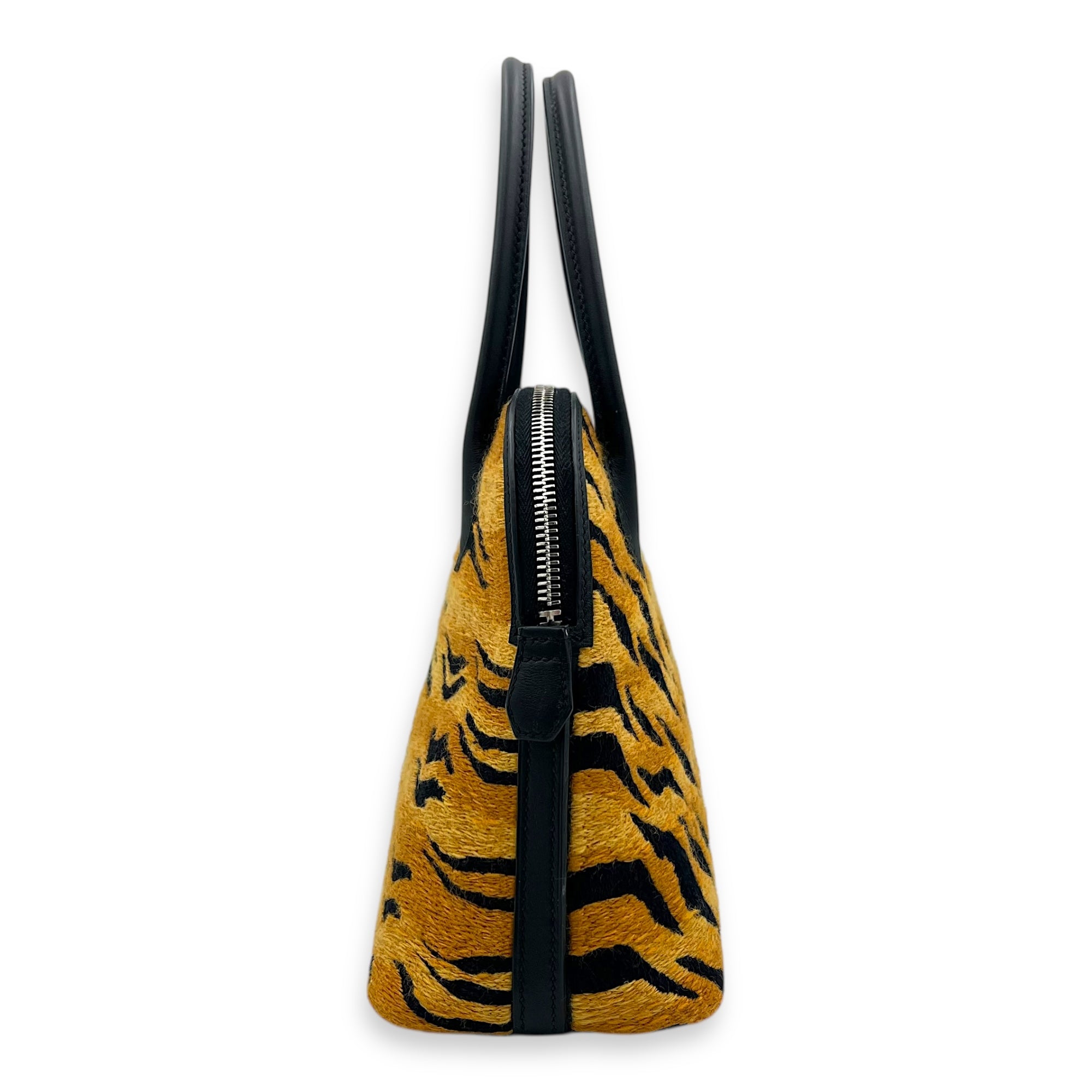 Tiger Bolide 27 Brown Top Handle Bag in Embroidered/Swift, Palladium hardware