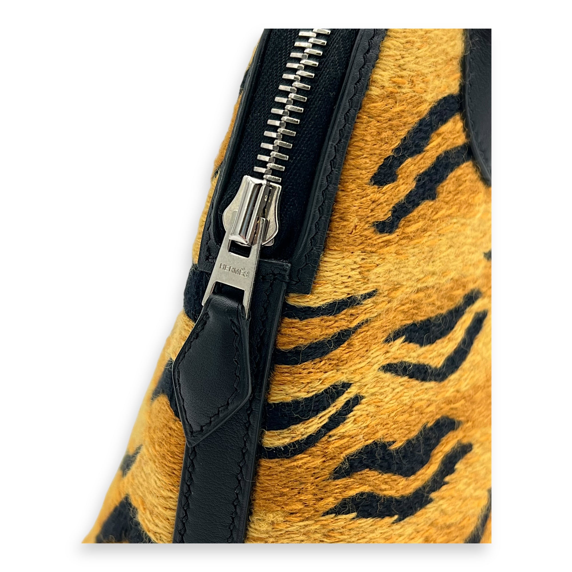 Tiger Bolide 27 Brown Top Handle Bag in Embroidered/Swift, Palladium hardware