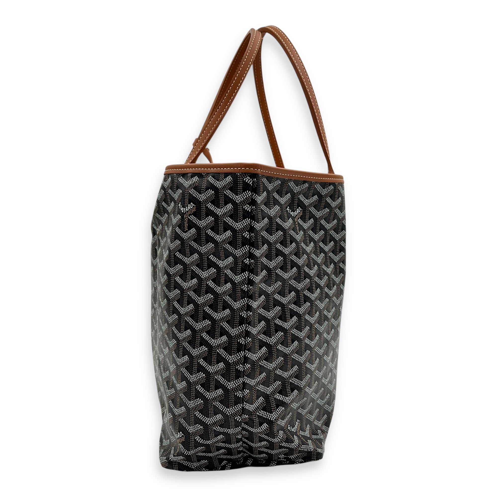 Saint Louis PM Brown Tote Bag in Coated Canvas, Silver hardware