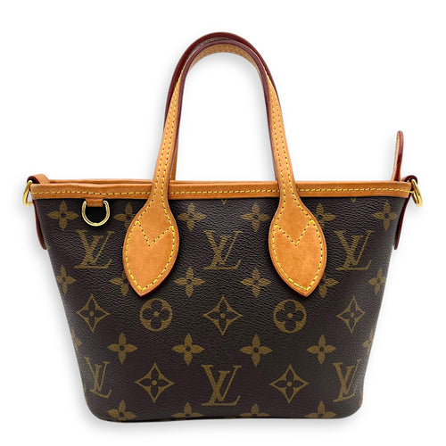 Neverfull Top Handle Bag BB Brown in Monogram Coated Canvas, Gold hardware