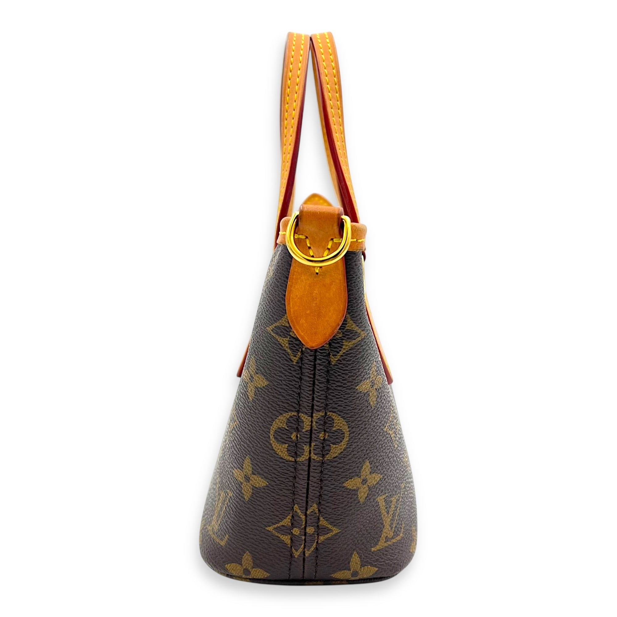 Neverfull Top Handle Bag BB Brown in Monogram Coated Canvas, Gold hardware