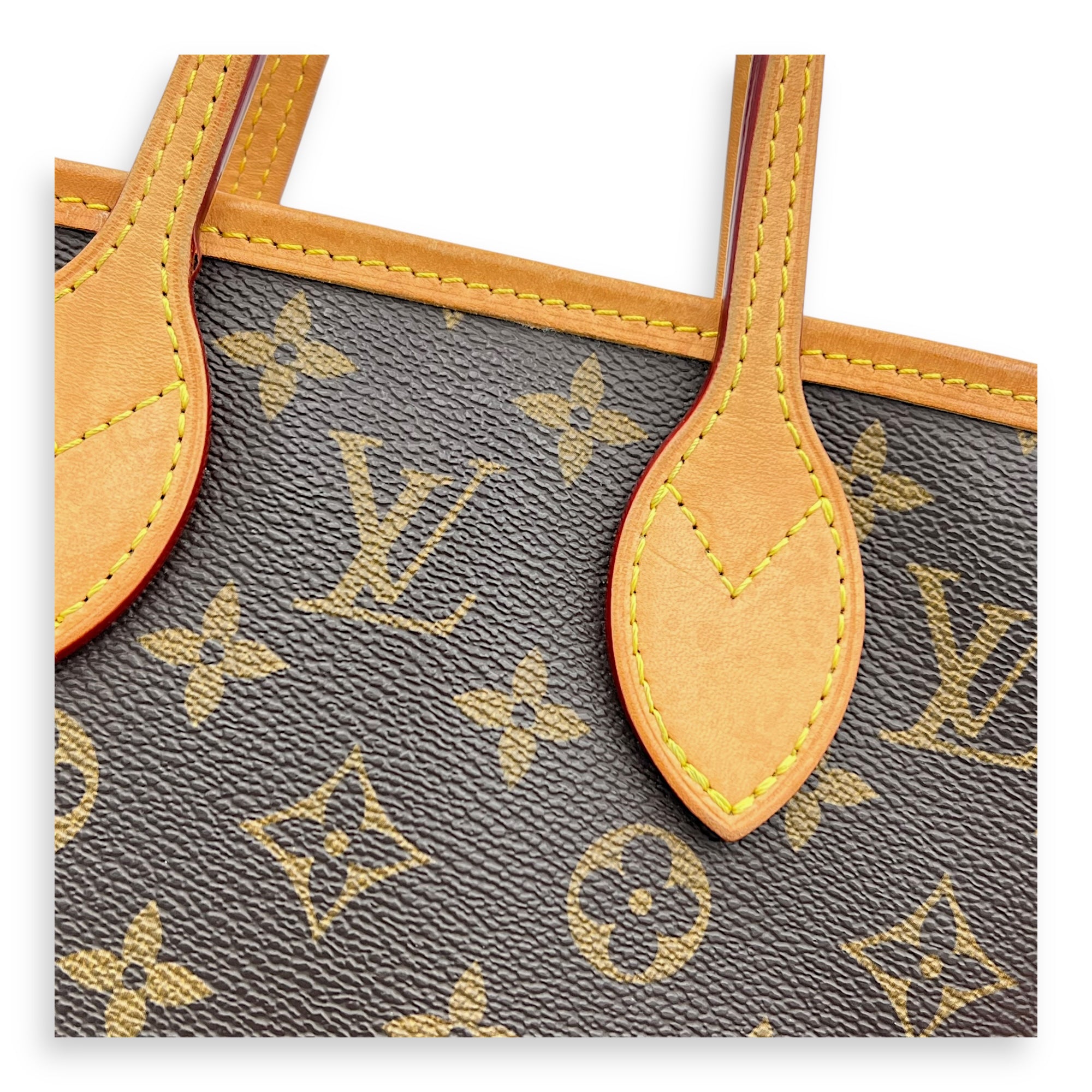 Neverfull Top Handle Bag BB Brown in Monogram Coated Canvas, Gold hardware