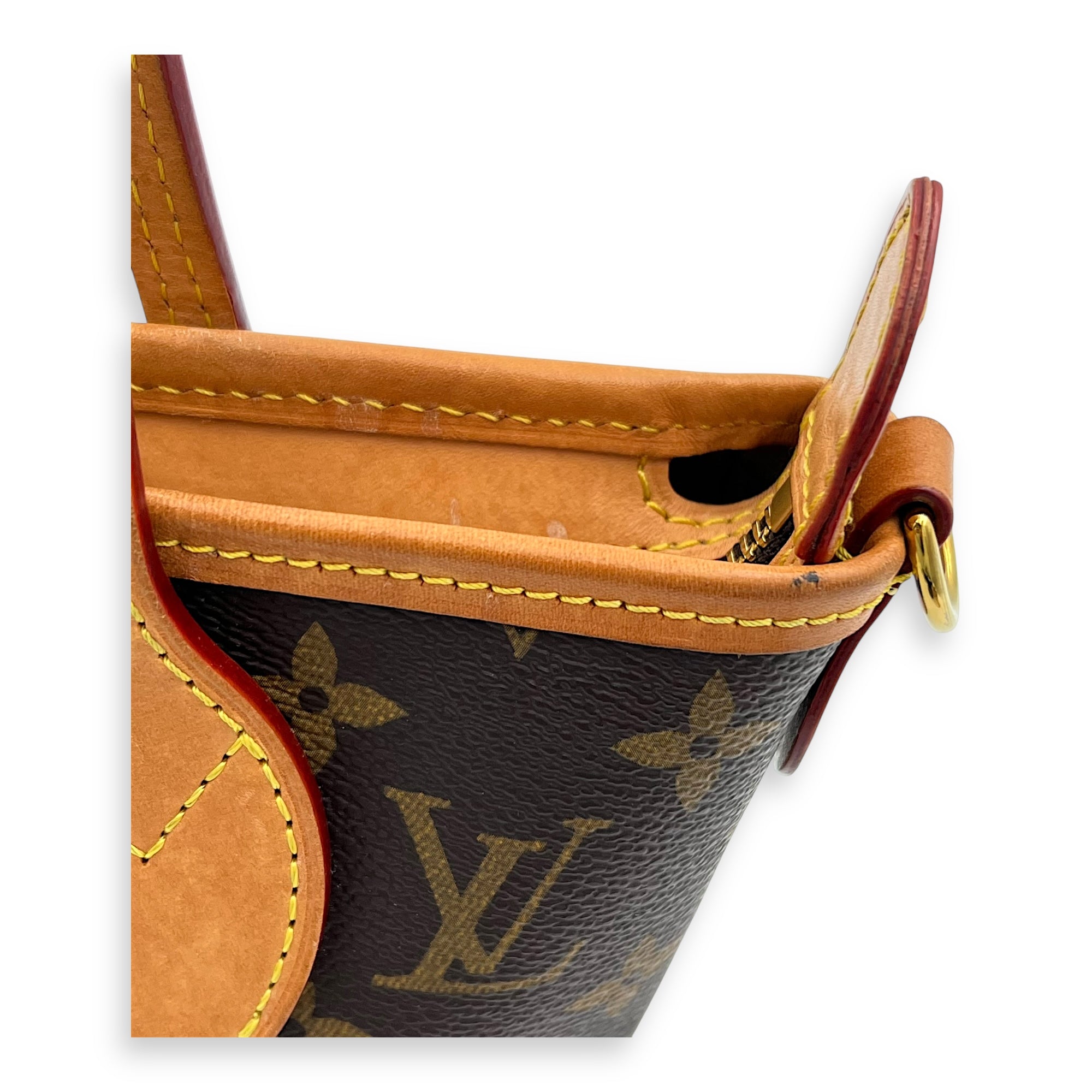 Neverfull Top Handle Bag BB Brown in Monogram Coated Canvas, Gold hardware