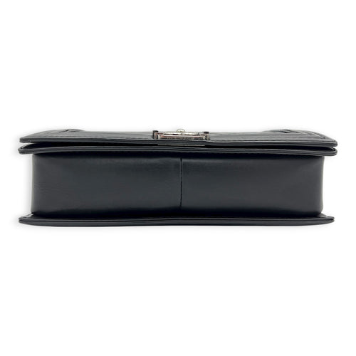 Boy Shoulder Bag Medium Black in Calfskin, Ruthenium hardware