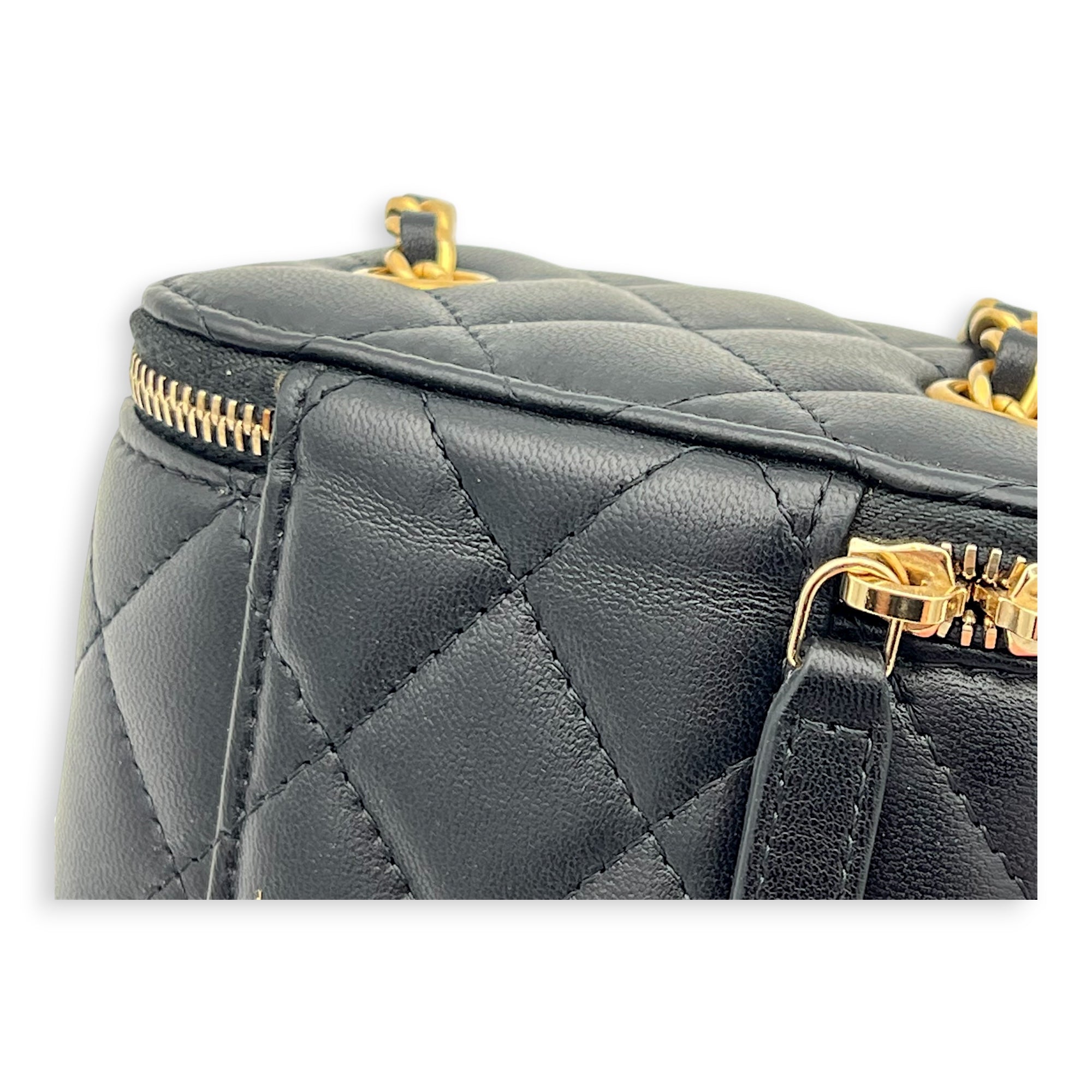 CC Vanity Bag Mini Black in Lambskin, Gold hardware